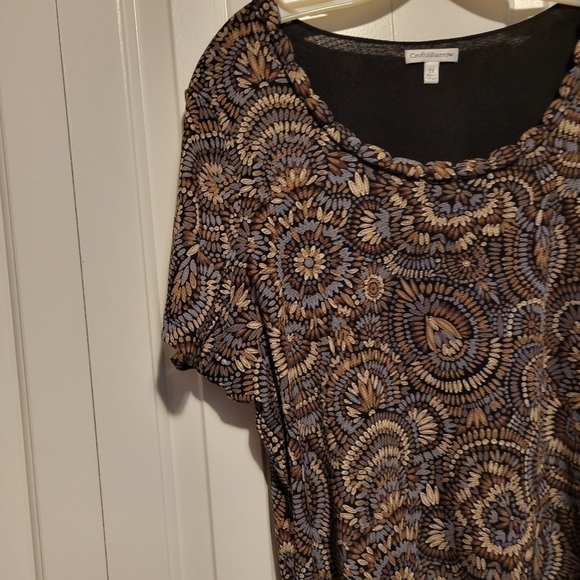 CROFT & Barrow Brown Paisley Short Sleeve Blouse 2x Pre-owned - Picture 4 of 6